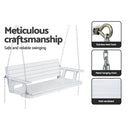 Gardeon Porch Swing Chair with Chain Outdoor Furniture 3 Seater Bench Wooden White - RnR Galore