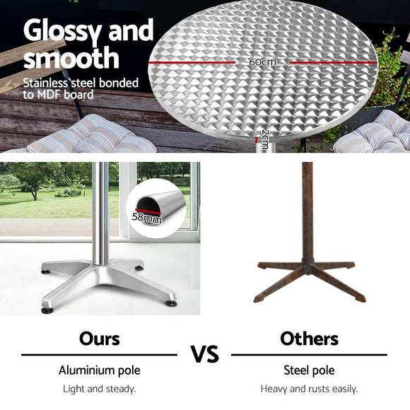 Gardeon Set of 6 Outdoor Bar Table Aluminium Round 70/110CM - RnR Galore