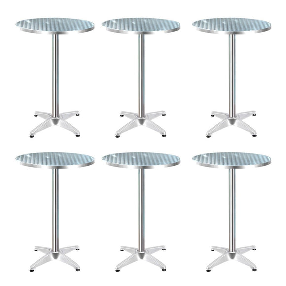 Gardeon Set of 6 Outdoor Bar Table Aluminium Round 70/110CM - RnR Galore