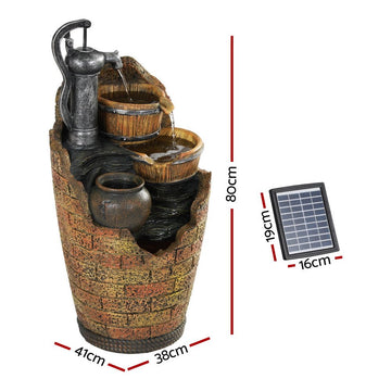 Gardeon Solar Fountain Water Feature Outdoor Cascading Hand Pump Design 80CM - RnR Galore