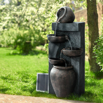 Gardeon Solar Water Feature Cascading Fountain 5 Tiered Bowl Bird Bath 99CM - RnR Galore