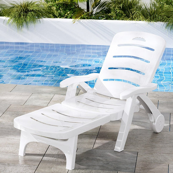 Gardeon Sun Lounger Folding Chaise Lounge Chair Wheels Patio Outdoor Furniture - RnR Galore