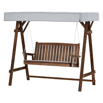 Gardeon Wooden Swing Chair Garden Bench Canopy 3 Seater Outdoor Furniture - RnR Galore