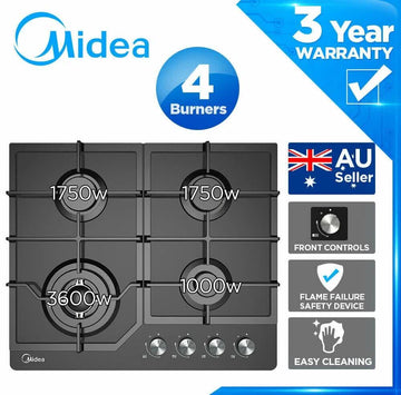 Gas Glass Cooktop 60cm Black - RnR Galore