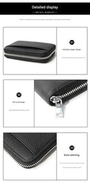 Genuine Leather RFID Blocking Accordion Card Holder & Coin Purse - Large Capacity Zip Wallet(red) - RnR Galore