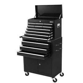 Giantz 13 Drawer Tool Box Cabinet Chest Toolbox Storage Garage Organiser Black - RnR Galore