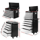 Giantz 15 Drawers Tool Chest Trolley Toolbox 2 - in - 1 Storage Black& Grey - RnR Galore