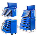 Giantz 15 Drawers Tool Chest Trolley Toolbox 2 - in - 1 Storage Blue - RnR Galore