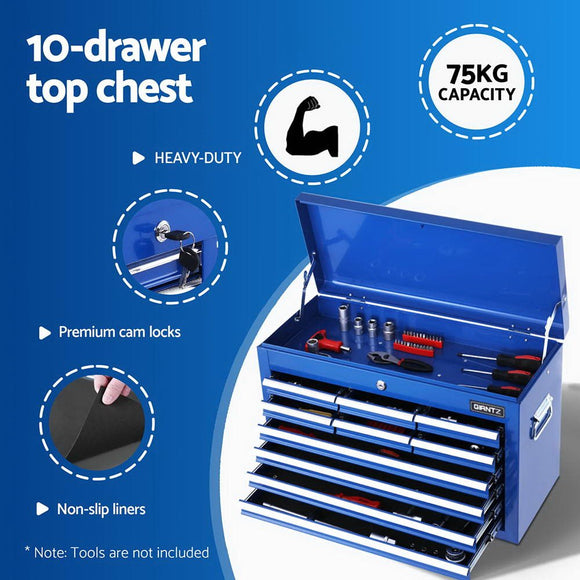Giantz 15 Drawers Tool Chest Trolley Toolbox 2 - in - 1 Storage Blue - RnR Galore