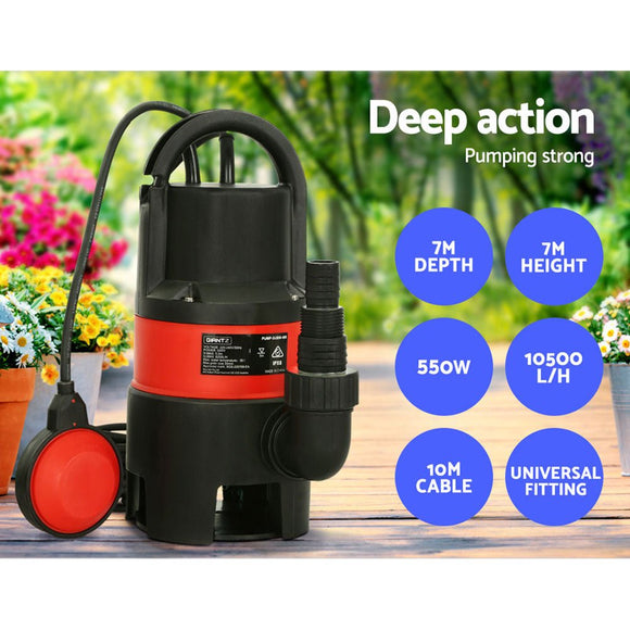Giantz 550W Water Pump Dirty Submersible Sump Swim Pool Flooding Pond Clean - RnR Galore