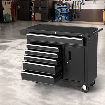 Giantz 6 Drawer Tool Box Chest Cabinet Toolbox Storage Garage Organiser Wheels - RnR Galore