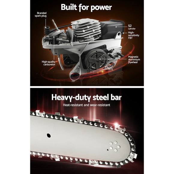 Giantz Chainsaw Petrol 92CC 24" Bar Commercial E - Start Pruning Chain Saw - RnR Galore