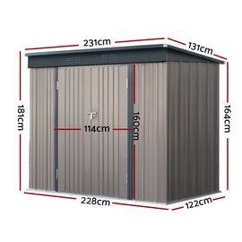Giantz Garden Shed 2.31x1.31M Sheds Outdoor Storage Tool Metal Workshop Shelter Double Door - RnR Galore