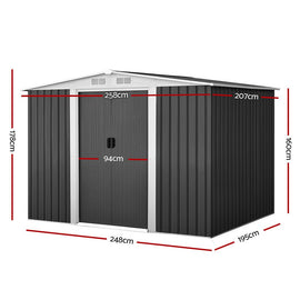 Giantz Garden Shed 2.58x2.07M Sheds Outdoor Storage Workshop Metal Shelter Sliding Door - RnR Galore