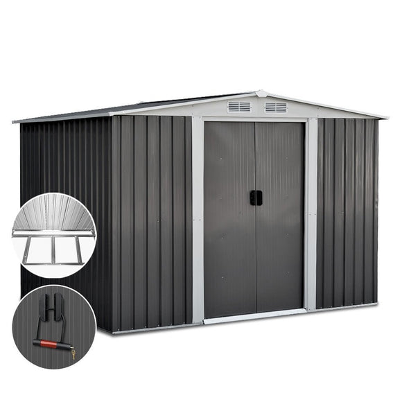 Giantz Garden Shed 2.58x2.07M w/Metal Base Sheds Outdoor Storage Double Door Tool - RnR Galore