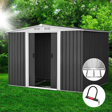 Giantz Garden Shed 2.58x2.07M w/Metal Base Sheds Outdoor Storage Double Door Tool - RnR Galore