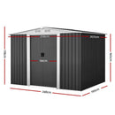 Giantz Garden Shed 2.58x2.07M w/Metal Base Sheds Outdoor Storage Double Door Tool - RnR Galore