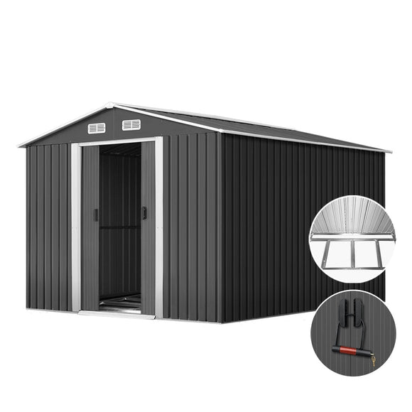 Giantz Garden Shed 2.6x3.9M w/Metal Base Sheds Outdoor Storage Workshop Tool Shelter Sliding Door - RnR Galore