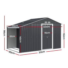 Giantz Garden Shed 3.22x1.96M Outdoor Storage Tool Workshop House Shelter - RnR Galore