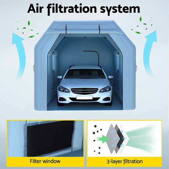 Giantz Inflatable Spray Booth 4X3M Car Paint Tent Filter System Blower - RnR Galore
