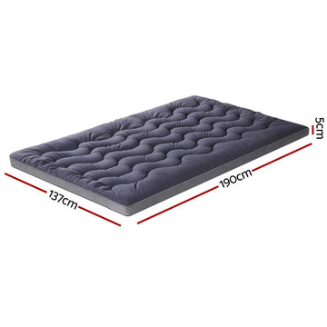 Giselle 5cm Mattress Topper Pillowtop toppers Bamboo Charcoal Double - RnR Galore