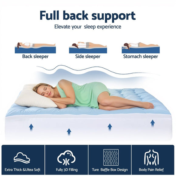 Giselle 5cm Mattress Topper Pillowtop toppers Double - Sided Single - RnR Galore