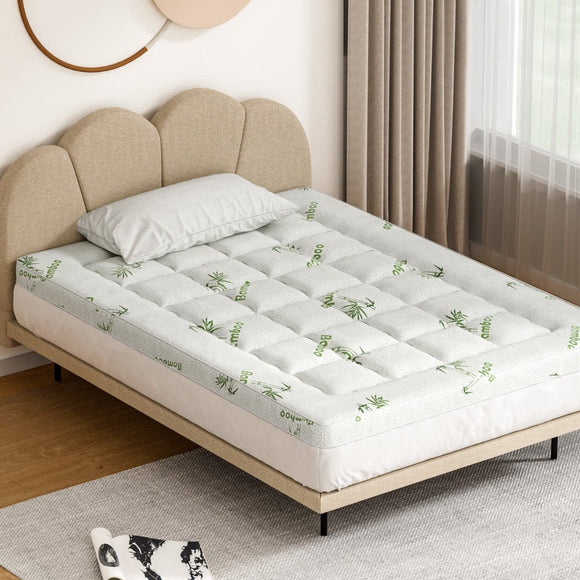 Giselle Bedding Mattress Topper Pillowtop Bamboo 7.5cm Double - RnR Galore