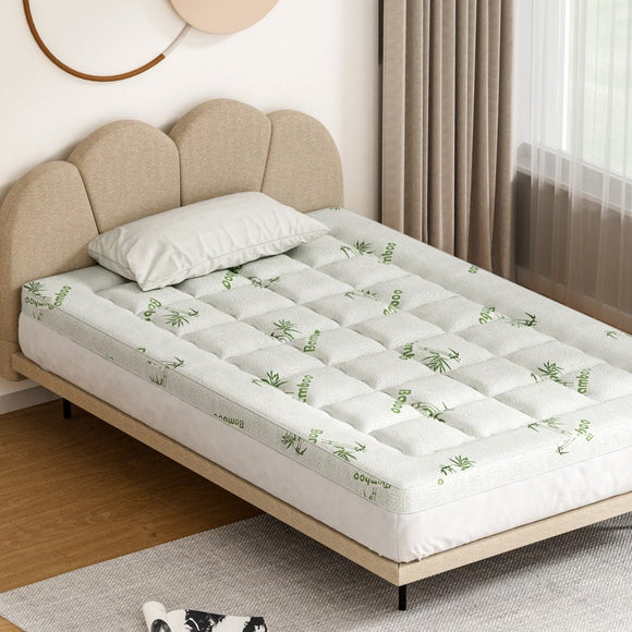 Giselle Bedding Mattress Topper Pillowtop Bamboo 7.5cm King Single - RnR Galore