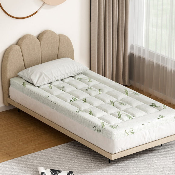 Giselle Bedding Mattress Topper Pillowtop Bamboo 7.5cm Single - RnR Galore