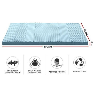 Giselle Bedding Memory Foam Mattress Topper 7 - Zone 8cm Single - RnR Galore