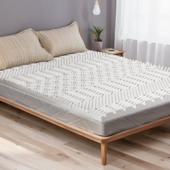 Giselle Bedding Memory Foam Mattress Topper 7 - Zone Airflow Pad 8cm King White - RnR Galore