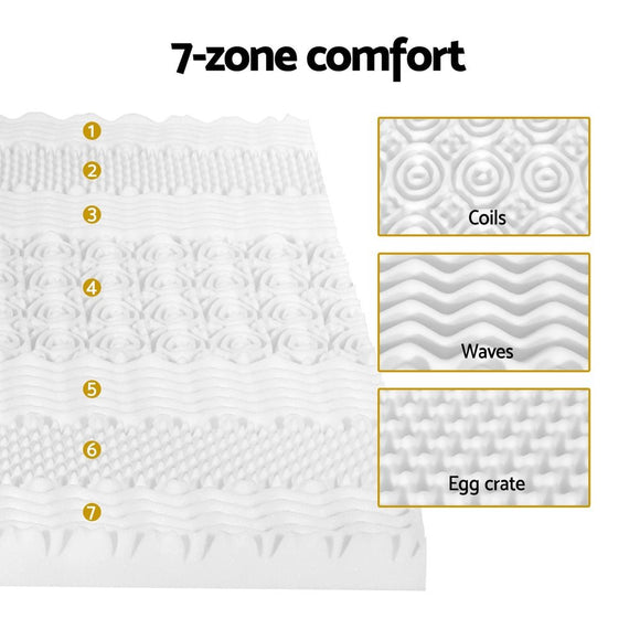 Giselle Bedding Memory Foam Mattress Topper 7 - Zone Airflow Pad 8cm Single White - RnR Galore