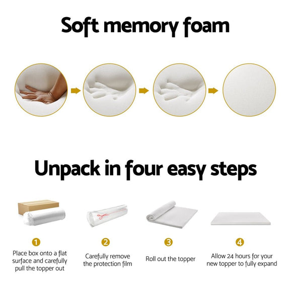 Giselle Bedding Memory Foam Mattress Topper 7 - Zone Airflow Pad 8cm Single White - RnR Galore