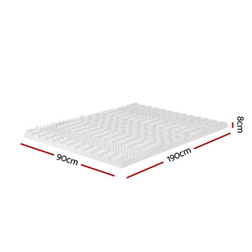 Giselle Bedding Memory Foam Mattress Topper 7 - Zone Airflow Pad 8cm Single White - RnR Galore