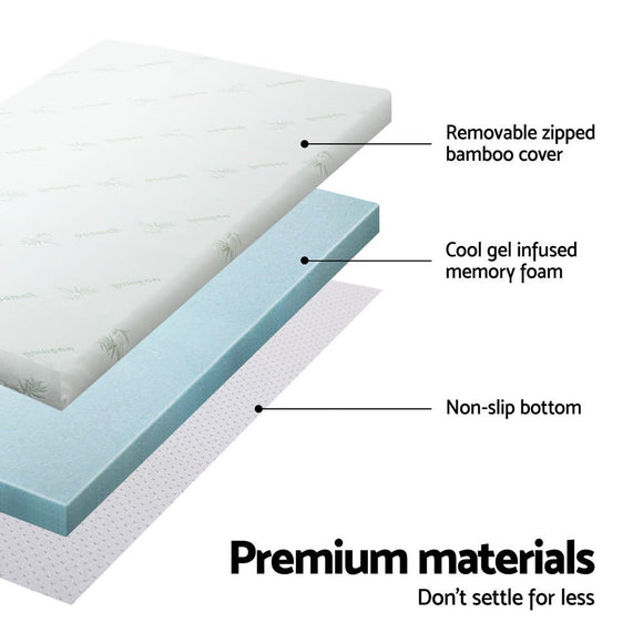Giselle Bedding Memory Foam Mattress Topper Cool Gel Bed Mat Bamboo 10cm King - RnR Galore