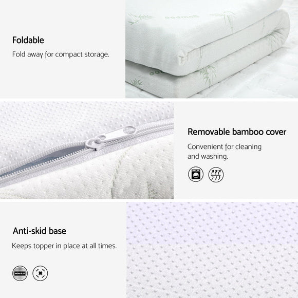 Giselle Bedding Memory Foam Mattress Topper Cool Gel Bed Mat Bamboo 10cm King - RnR Galore