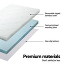 Giselle Bedding Memory Foam Mattress Topper Cool Gel Bed Mat Bamboo 10cm Single - RnR Galore