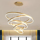 Gold 4 Rings Minimalist LED Pendant Light Adjustable Circular Chandelier - RnR Galore