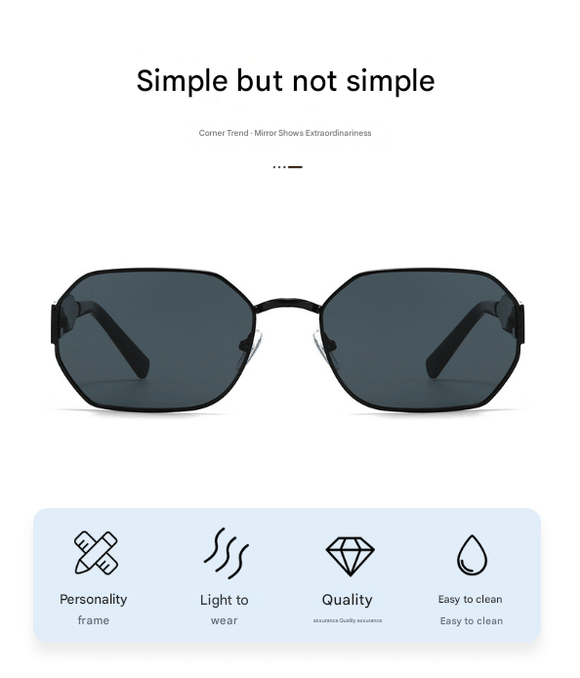 Gold Frame and Brown Lenses Modern Retro Geometric Sunglasses - Chic Metal Frame with UV400 Lenses and Black PU Leather Protective Case - RnR Galore