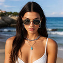 Gold Frame and Pink Grey Lenses Modern Retro Geometric Sunglasses - Chic Metal Frame with UV400 Lenses and Black PU Leather Protective Case - RnR Galore