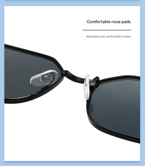 Gold Frame and Pink Grey Lenses Modern Retro Geometric Sunglasses - Chic Metal Frame with UV400 Lenses and Black PU Leather Protective Case - RnR Galore