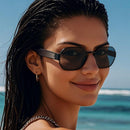 Gold Frame and Pink Grey Lenses Modern Retro Geometric Sunglasses - Chic Metal Frame with UV400 Lenses and Black PU Leather Protective Case - RnR Galore