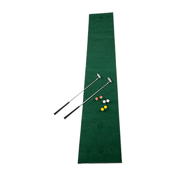 Golf Beer Pong Game Toy Set Green Golf Putting Matt with 2 Putters, 6 Balls - RnR Galore
