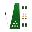 Golf Beer Pong Game Toy Set Green Golf Putting Matt with 2 Putters, 6 Balls - RnR Galore
