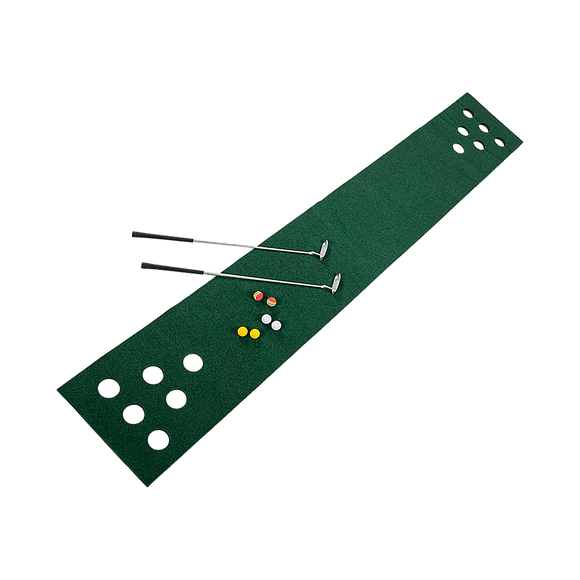 Golf Beer Pong Game Toy Set Green Golf Putting Matt with 2 Putters, 6 Balls - RnR Galore