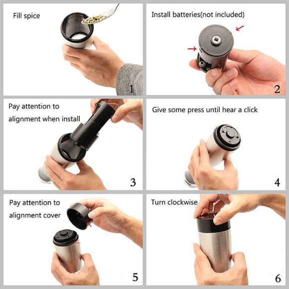 Gravity Salt or Pepper Grinder - Automatic Twist Grind Shakers Mills Electric - RnR Galore