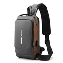 Gray Gold Modern Anti - Theft Sling Bag for Men - Crossbody Backpack with USB Port & Combination Lock - RnR Galore
