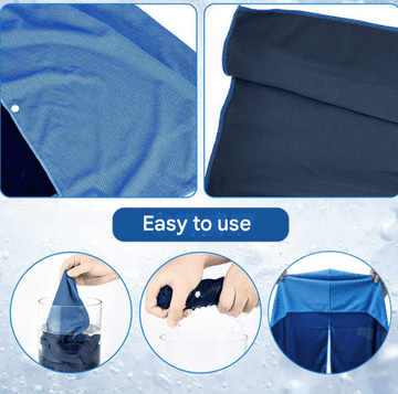 Green 5 - Pack Instant Cooling Towel Set - UPF Sun Protection Hooded Ice Towels for Sports & Outdoor Activities - RnR Galore