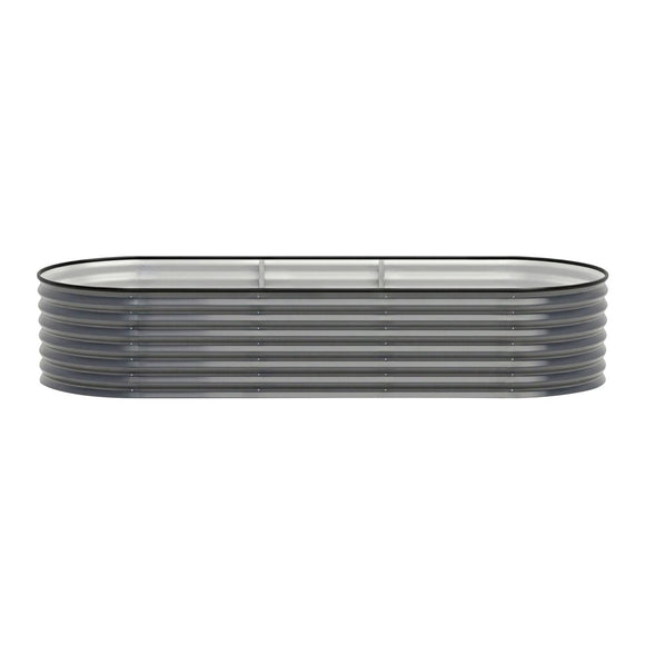 Green Fingers 3 Pcs Raised Garden Bed Kit Oval Galvanized Steel Planter Boxes 240x80x56cm, Heavy Duty Metal Elevated Garden Bed for Vegetables Flowers Herbs, with Safety Edging, Gloves & Pegs Included - RnR Galore