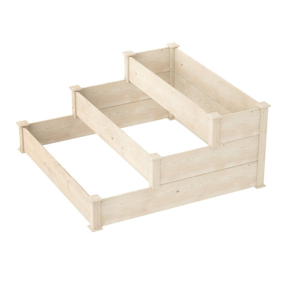 Green Fingers 3 - Tier Wooden Raised Garden Bed Elevated Ground Vegetable Planter Box - RnR Galore